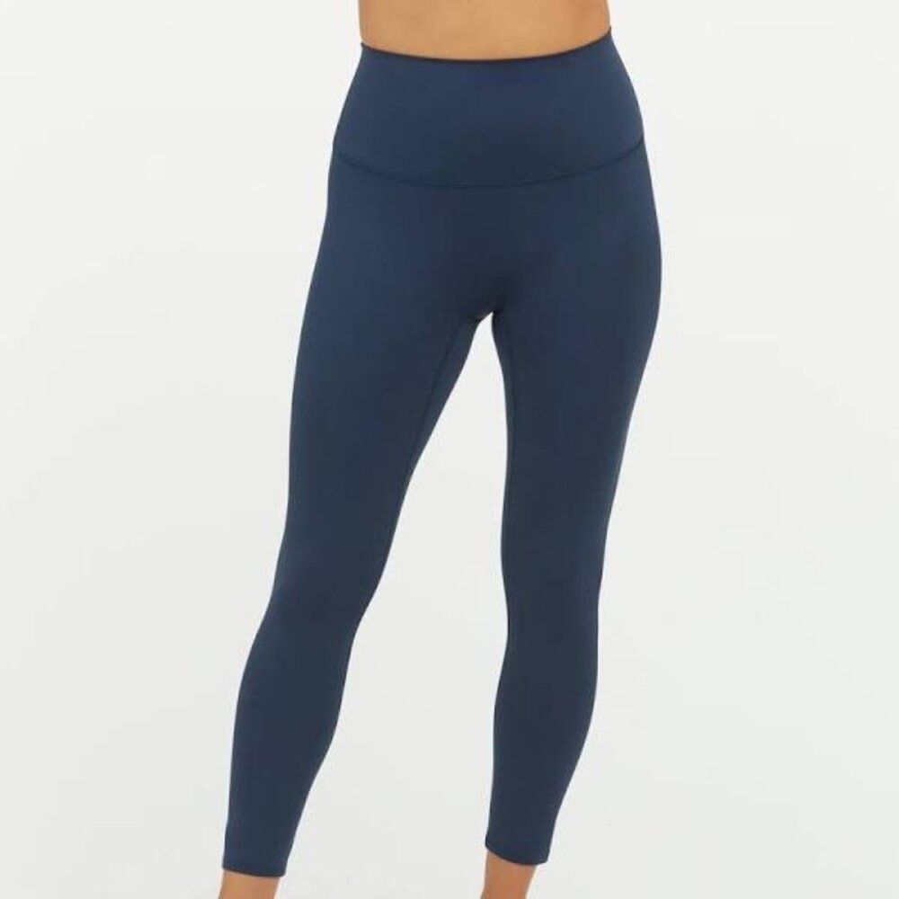 SPANX Navy Blue Leggings Full Length High Rise Wide Waistband Size XL - Picture 1 of 4